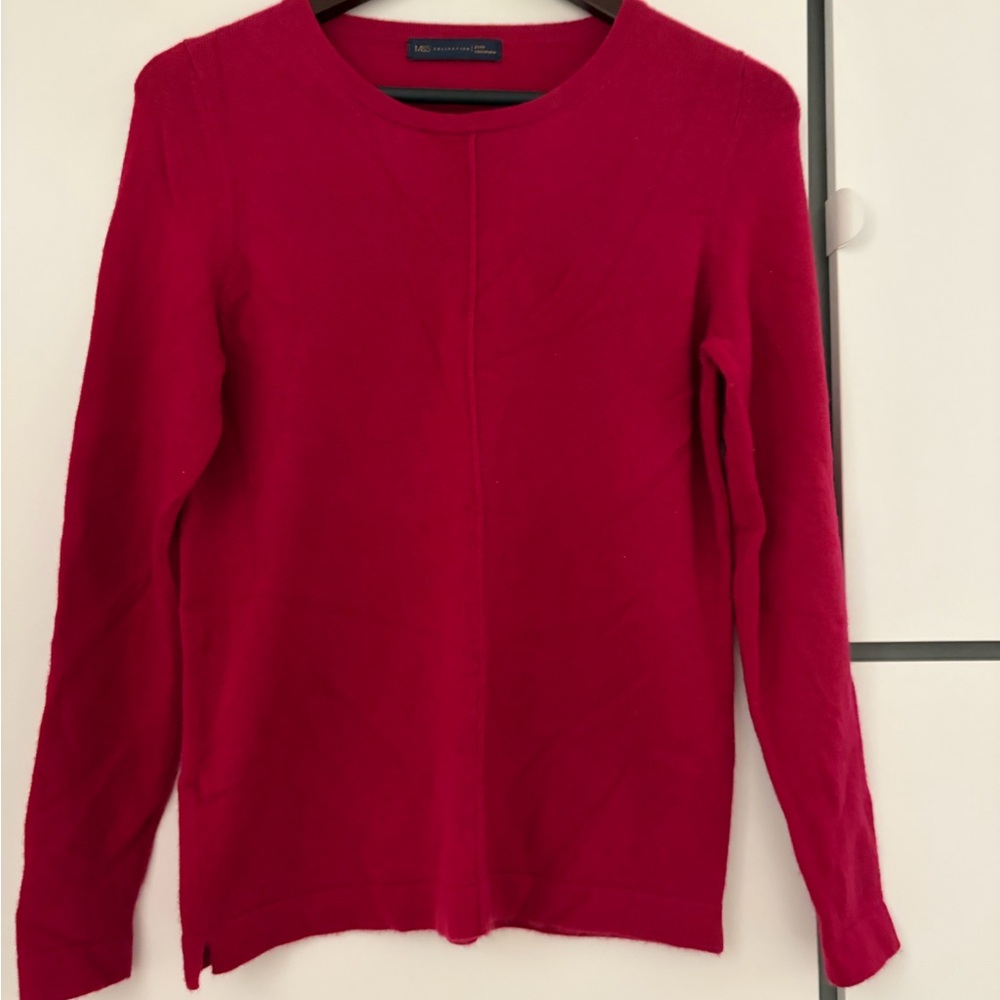 Marks & Spencer Women's Scoop Neck Cashmere Sweater in Cherry Red